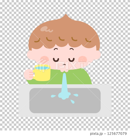 ぺっと水を出す男の子のイラスト ぺっと水を出す男の子のイラスト 125677079
