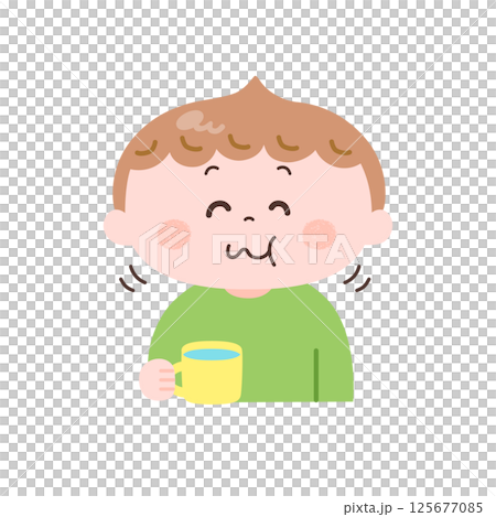 ぶくぶくうがいをする男の子のイラスト 125677085