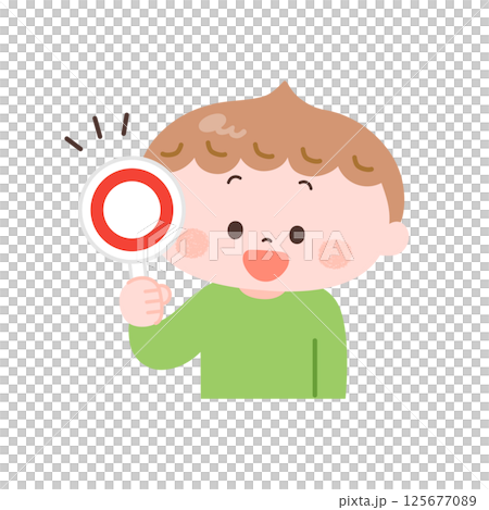 一個男孩豎起大拇指的插圖 一個男孩豎起大拇指的插圖 125677089