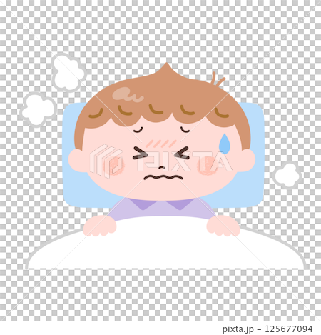 Illustration of a sick boy 125677094