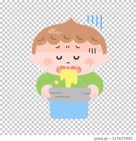 Illustration of a boy vomiting 125677095