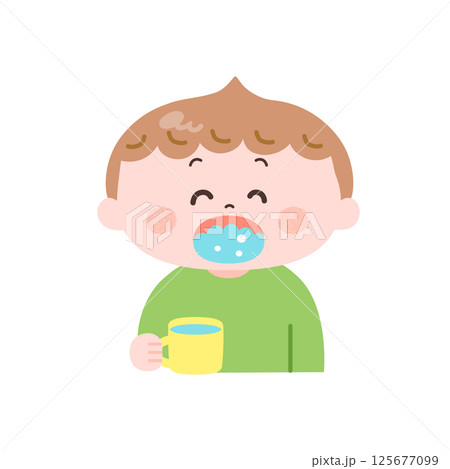 うがいをする男の子のイラスト 125677099