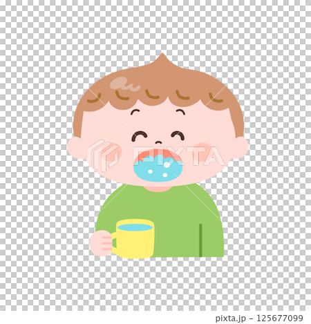 うがいをする男の子のイラスト 125677099