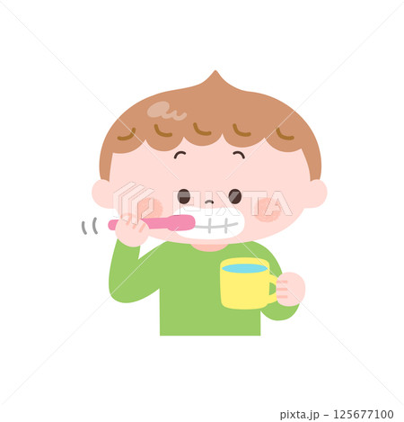 歯みがきをする男の子のイラスト 125677100