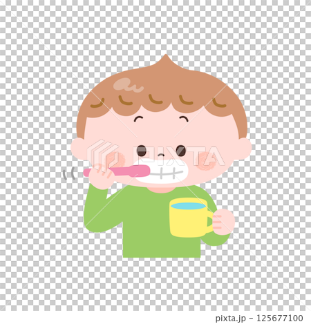 歯みがきをする男の子のイラスト 125677100