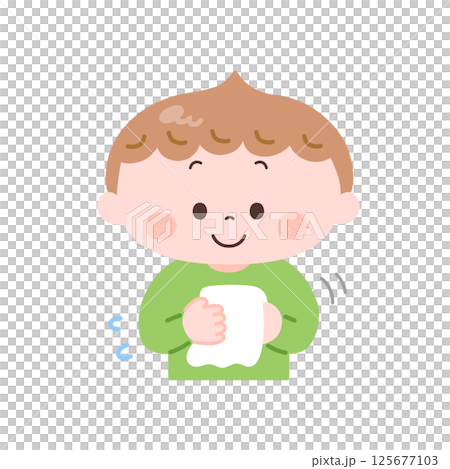 濡れた手を拭く男の子のイラスト 濡れた手を拭く男の子のイラスト 125677103