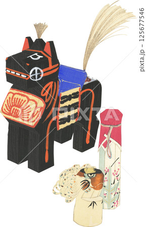 日本の郷土玩具 三春駒 太宰府の木うそ 日本の郷土玩具 三春駒 太宰府の木うそ 125677546