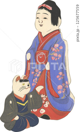 日本の郷土玩具 高松の張子 住吉の招き猫 日本の郷土玩具 高松の張子 住吉の招き猫 125677559
