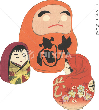 日本の郷土玩具　だるま 125677564