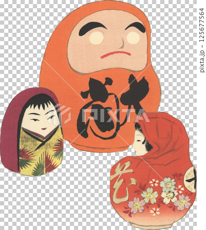 日本の郷土玩具　だるま 125677564