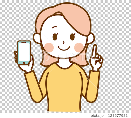 Illustration of a woman holding a smartphone Illustration of a woman holding a smartphone 125677921