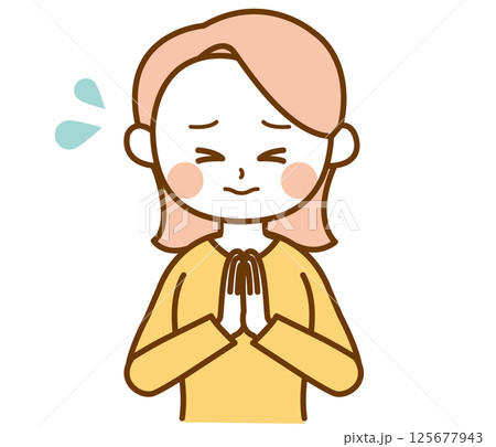 謝る、お願いする女性のイラスト 謝る、お願いする女性のイラスト 125677943
