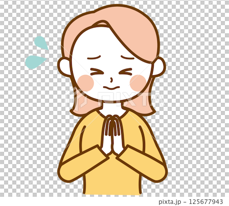 謝る、お願いする女性のイラスト 謝る、お願いする女性のイラスト 125677943