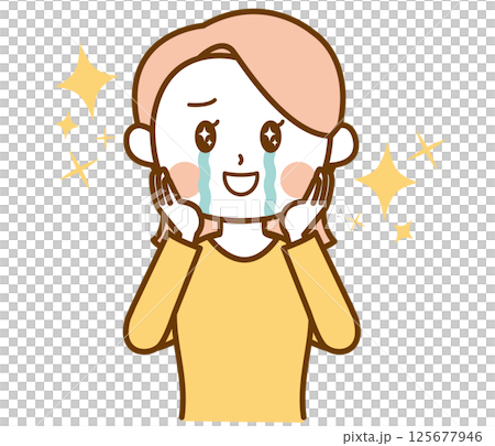 Illustration of a woman crying with emotion 125677946