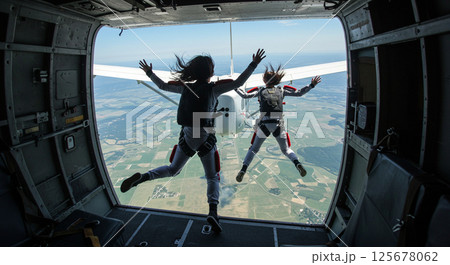 空へダイブ！飛び出す瞬間の迫力 125678062