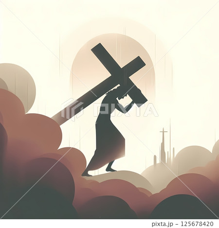 The Passion of Christ Minimalist Watercolor Illustration of Sacrifice, Faith, and Easter Redemption The Passion of Christ Minimalist Watercolor Illustration of Sacrifice, Faith, and Easter Redemption 125678420