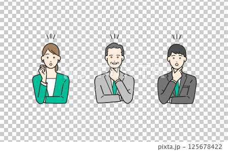People A bright expression of a businessman who had an idea Vector illustration set material People A bright expression of a businessman who had an idea Vector illustration set material 125678422