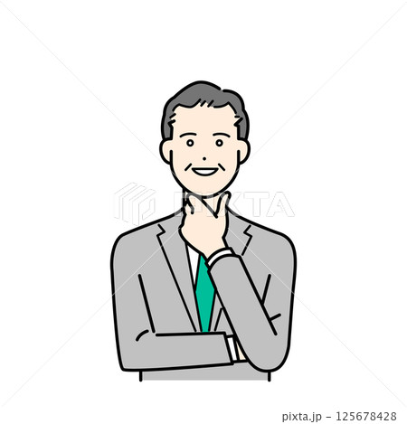 明るい表情の管理職 50代ビジネスマン ベクターイラスト素材 125678428