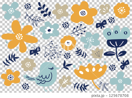 Scandinavian flower pattern pattern 125678708