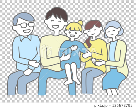 祖父母、父母和孩子的三代家庭 125678793