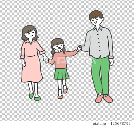 三位家長和孩子手牽手 125678795