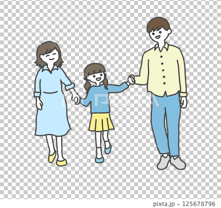 三位家長和孩子手牽手 三位家長和孩子手牽手 125678796