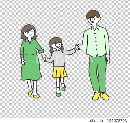 三位家長和孩子手牽手 125678798