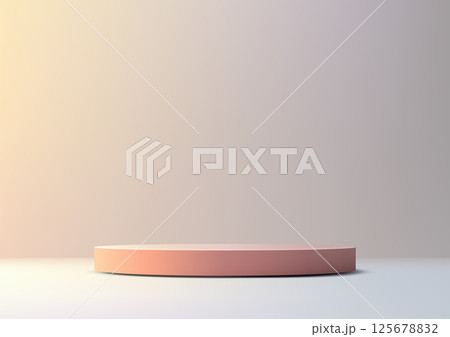 minimalist peach platform on pastel gradient backdrop, elegant product display mockup, clean presentation space 125678832