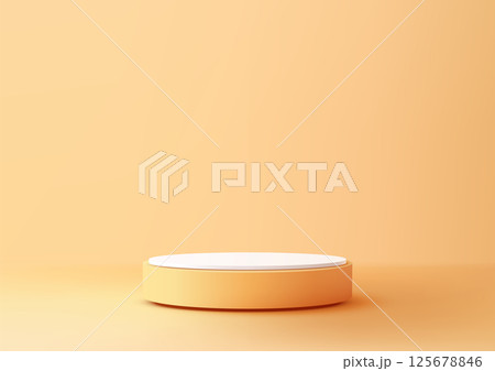 3d cylindrical platform mockup peach white contrast modern minimal product display showcase isolated on soft background 125678846