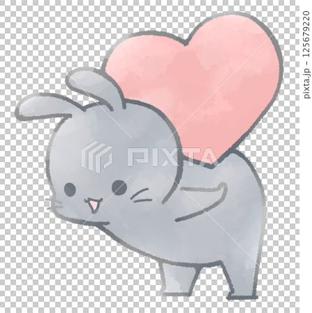 背上有一顆心的兔子(黑色) 背上有一顆心的兔子(黑色) 125679220