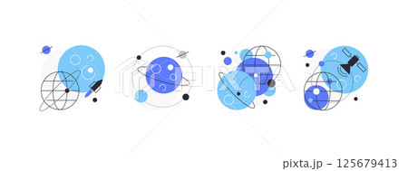 Space exploration. Planets, space ships and satellites 125679413