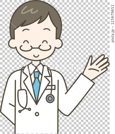 笑顔で案内する男性医師 125679651