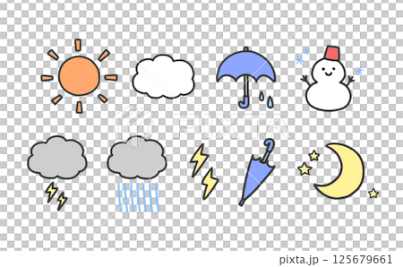 シンプルな天気アイコンのセット 125679661