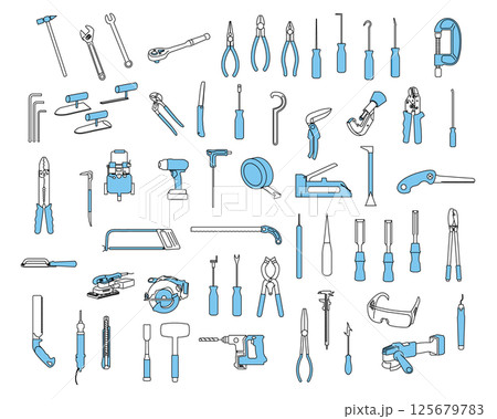 工具イラストセット素材 工具イラストセット素材 125679783