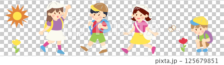 孩子們在陽光明媚的日子探索大自然 125679851