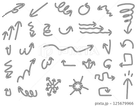 アウトラインで描かれたシンプルな矢印のセット 125679966