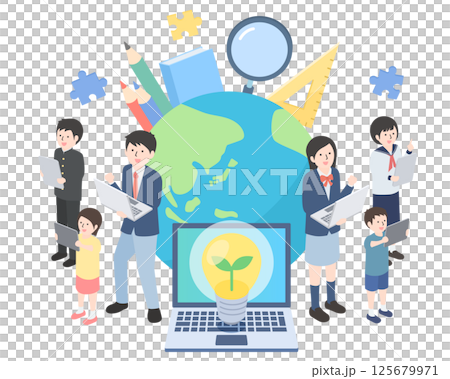 十幾歲的男孩和女孩喜歡用電腦或平板電腦學習 125679971