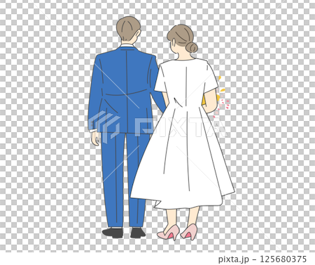 新婚夫婦的後視圖 125680375