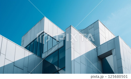 Geometric architecture features clean lines, sharp angles, and modern aesthetics with simple elegance. 125680501