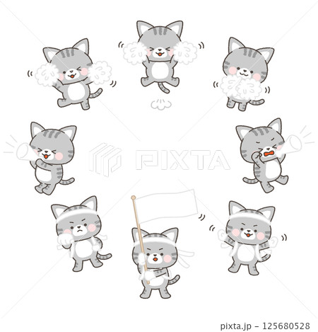サバトラねこの白組応援団セット 125680528