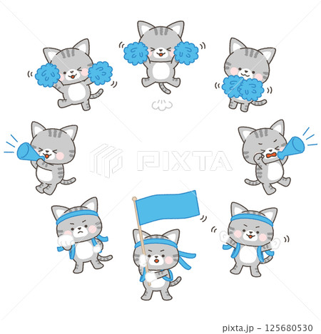 サバトラねこの青組応援団セット 125680530
