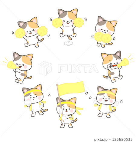 みけねこの黄色組応援団セット みけねこの黄色組応援団セット 125680533