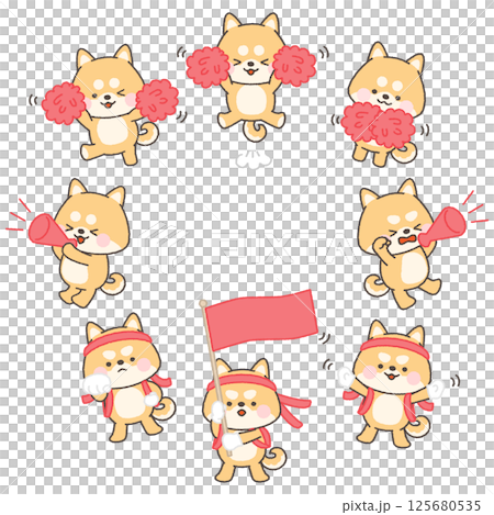 棕色柴犬白隊啦啦隊套裝 125680535
