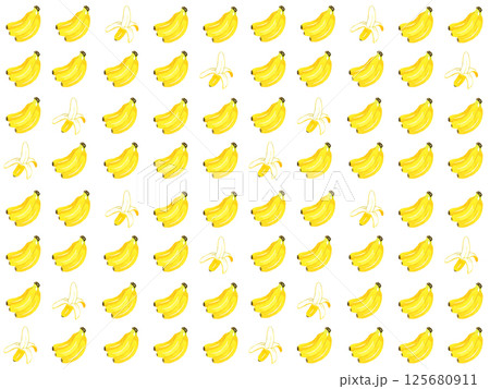 シンプルなバナナ柄　手描き水彩イラストの果物柄 125680911