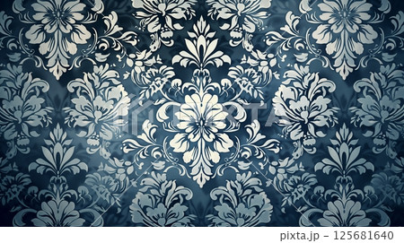 Elegant damask wallpaper, with intricate floral patterns, adds sophistication and timeless beauty, creating a luxurious atmosphere. 125681640
