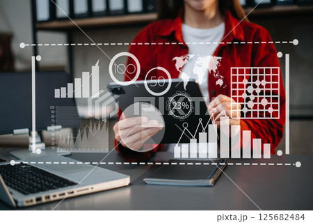 Financial report data of business operations balance sheet and income statement as Fintech concept. Financial report data of business operations balance sheet and income statement as Fintech concept. 125682484