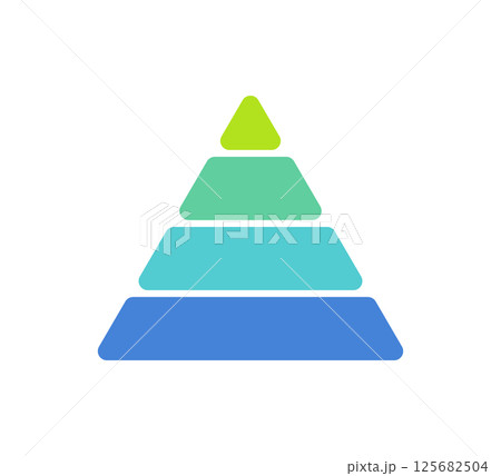 Levels of triangular pyramid. Triangle pyramid chart. Maslow layer diagram. Development level infographic. Four floor. Business graph. Vector illustration isolated on white background Levels of triangular pyramid. Triangle pyramid chart. Maslow layer diagram. Development level infographic. Four floor. Business graph. Vector illustration isolated on white background 125682504