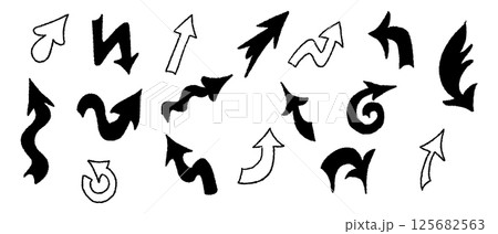 Collection of hand drawn arrows in various shapes Collection of hand drawn arrows in various shapes 125682563