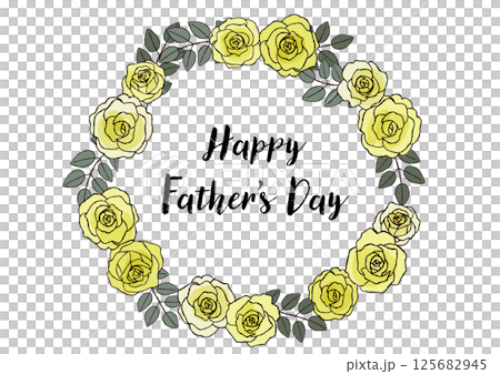 父親節留言卡：手繪黃玫瑰框 125682945