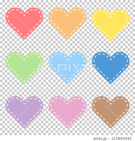 A Set of Heart-Shaped Dashed Line Labels 125683042